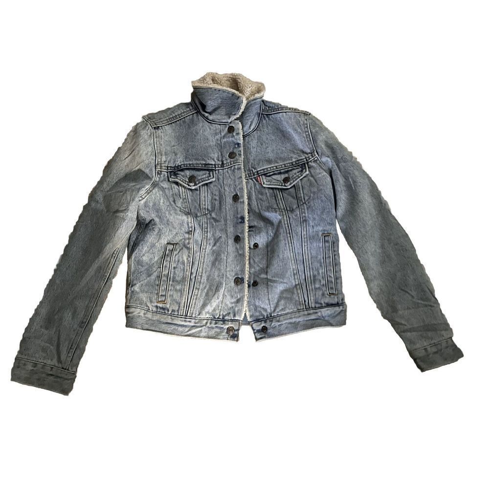 Levis Trucker Sherpa Lined Denim Jacket Womens Size Extra Small‎ XS S40117